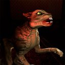 Scary cat horror cartoon house