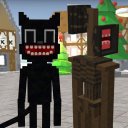 Skin Cartoon Cat & Siren Christmas Head